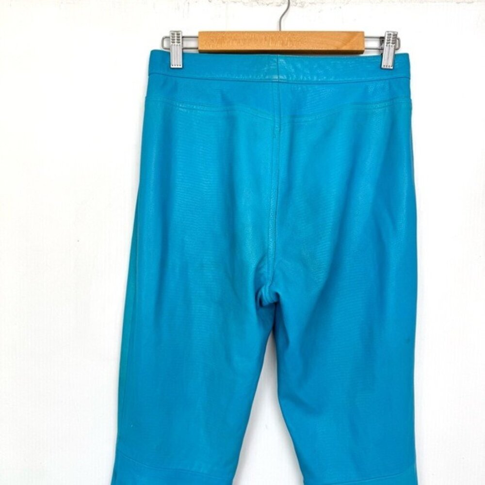 Ralph Laurent Black labell Vibrant Blue 100% Leather bootcut Pants 4 - Picture 9 of 15